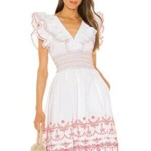 Something navy white floral long style fit dress Natalie Smocked size Medium